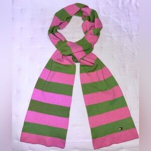 Tommy Hilfiger• Y2K Calypso Wool Blend Scarf Pink Green Striped 65”